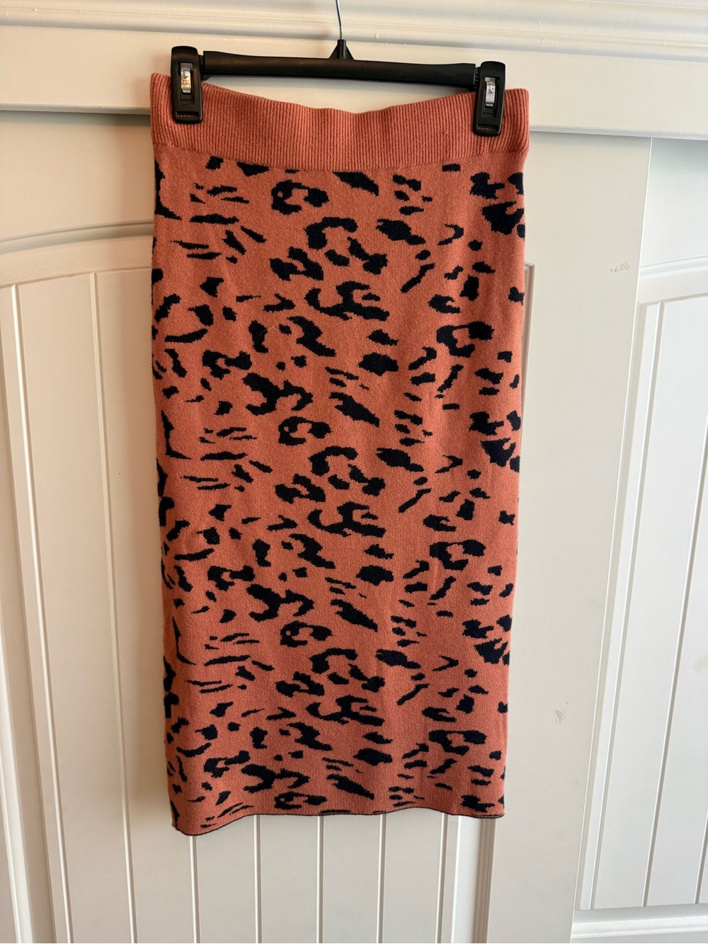 Vici Rust and Black Leopard-Print Knit Pencil Skirt